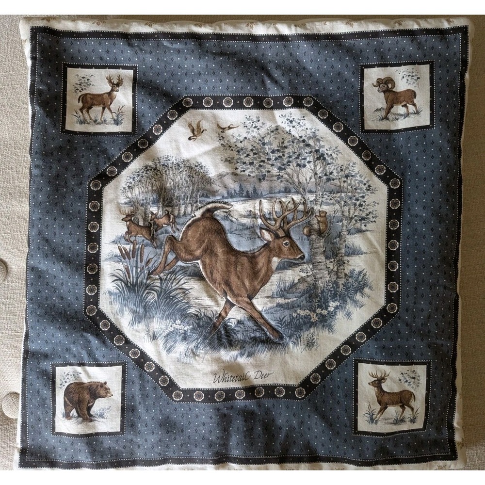 Vtg Cranston Wildlife Decorative Throw Pillow 15 X 15 Hunting Deer Cabin Sham